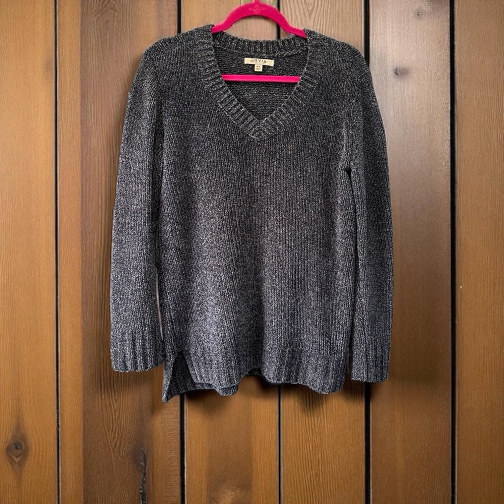 Orvis Women's V-Neck Soft Blue Sweater Cozy Size Medium
